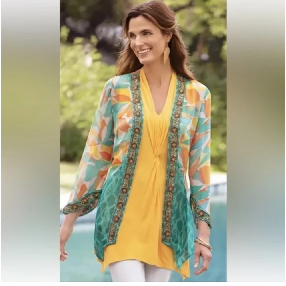 Soft Surroundings Tunic Top Marigold Tank modal sleeveless knot twist - Picture 9 of 9